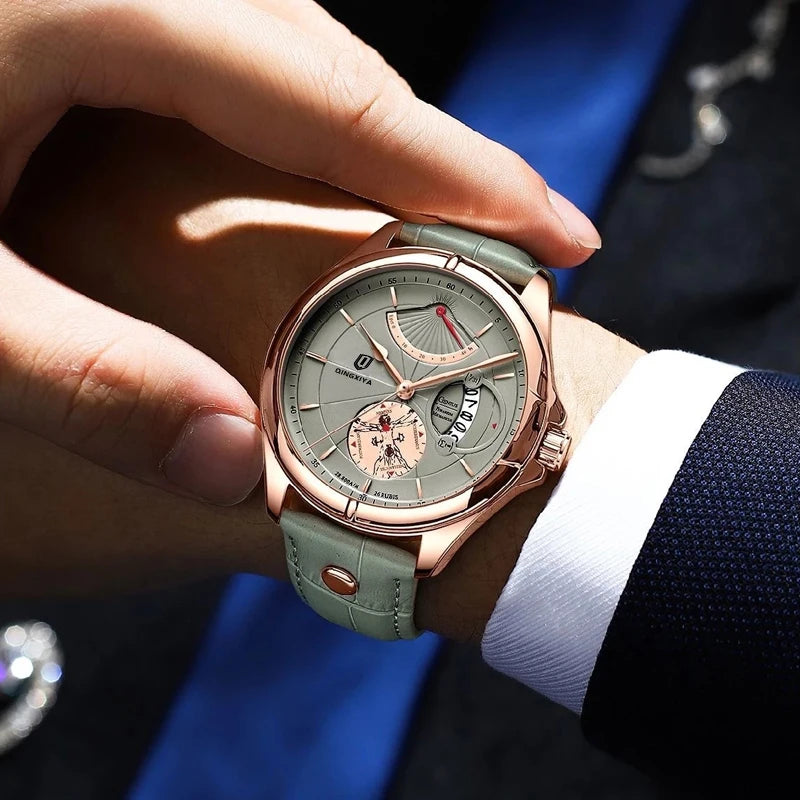 QINGXIYA Brand Luxury Business Men's Quartz Wristwatch Waterproof Date Leather Man Watch Fashion Watches For Men Reloj Hombre