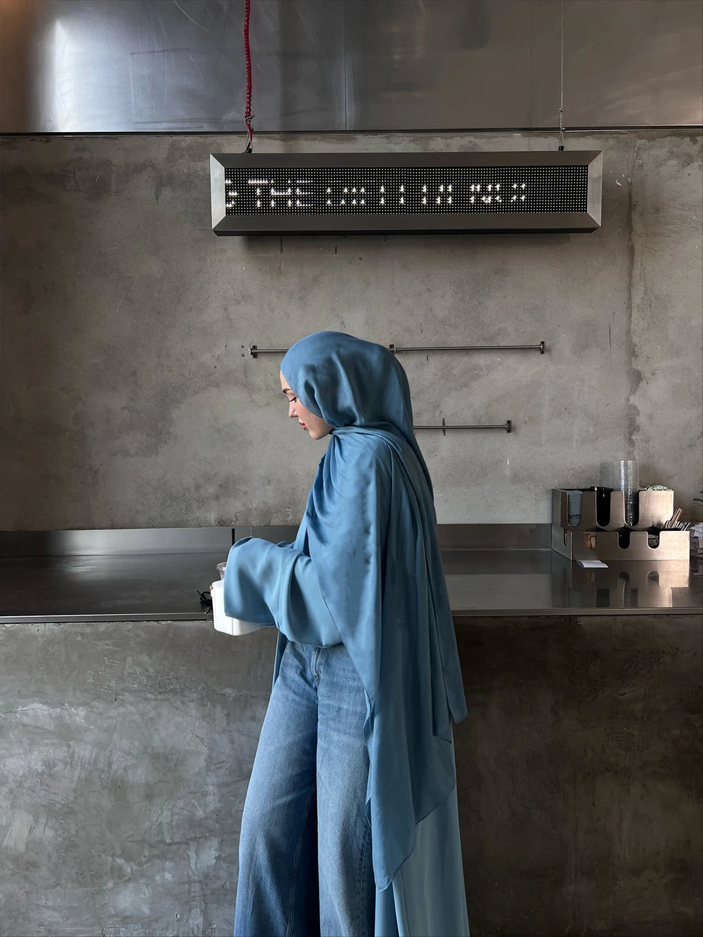 Elegant Women's Long Abaya in a beautiful hue, featuring a comfortable Woven Fabric with Regular Long Sleeves and a slight stret