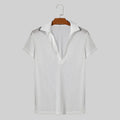 Fashion Well Fitting Tops INCERUN Men's Striped Perspective V-neck T-shirts Casual Streetwear Short Sleeved Camiseta S-5XL 2024