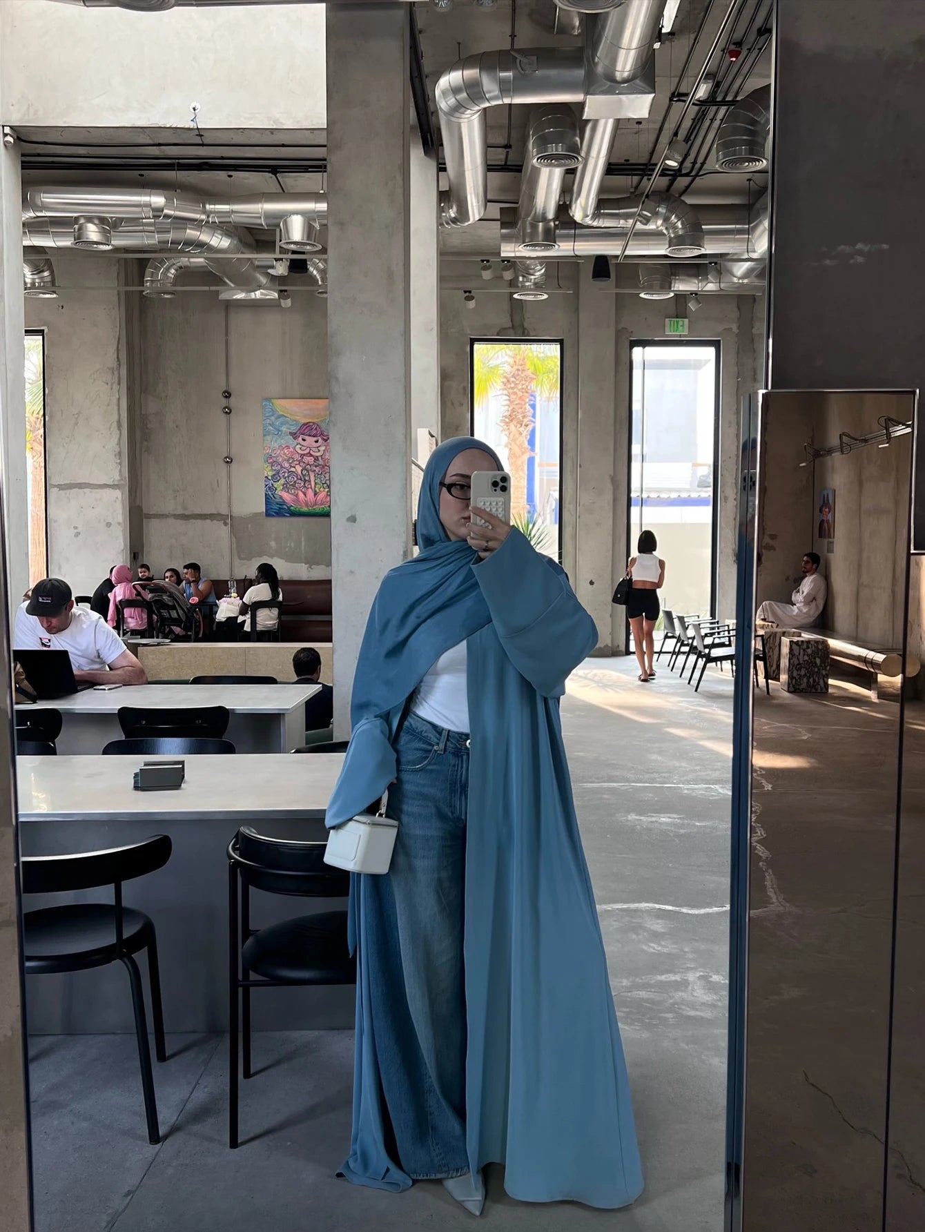 Elegant Women's Long Abaya in a beautiful hue, featuring a comfortable Woven Fabric with Regular Long Sleeves and a slight stret