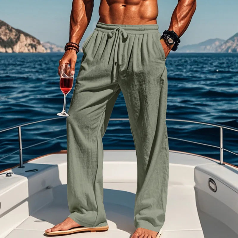 Men's 16-Color Breathable Linen Yoga Pants Loose Casual Sportswear for Spring/Summer 2025 European And American Style
