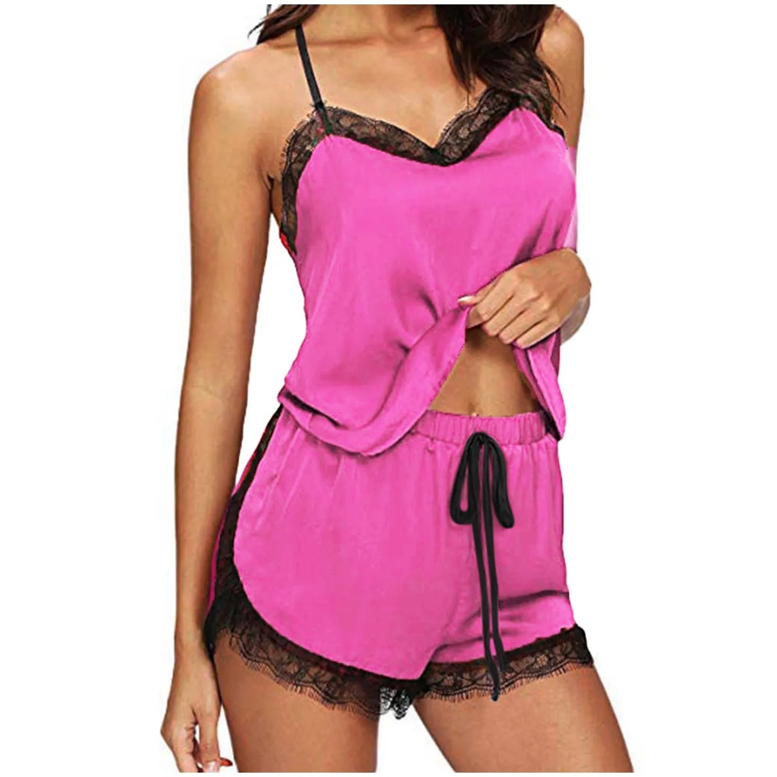 Luxury Satin Pajama Set, Elegant Women Sleepwear,Soft Lace Pajama Set