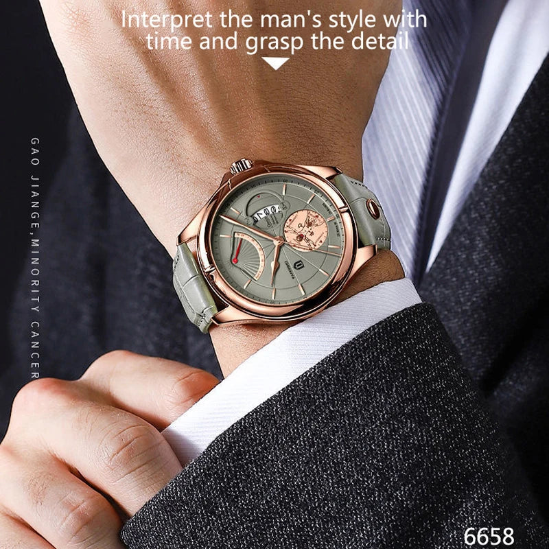 QINGXIYA Brand Luxury Business Men's Quartz Wristwatch Waterproof Date Leather Man Watch Fashion Watches For Men Reloj Hombre