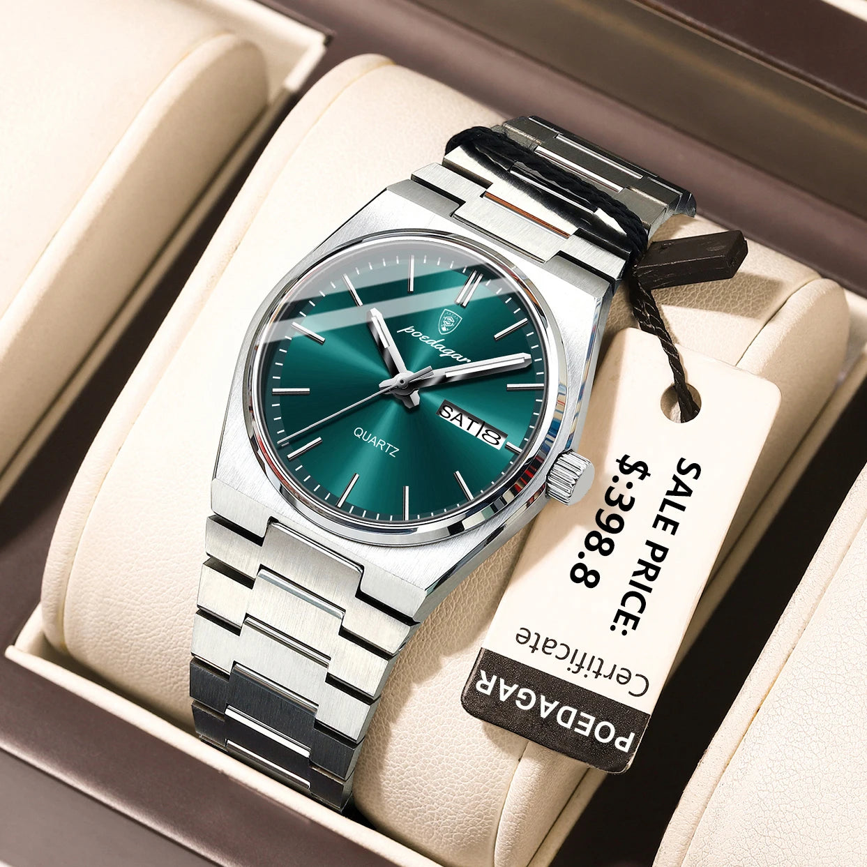 POEDAGAR Elegant Watches For Women Waterproof Luminous Date Week Ladies Watch Quartz Stainless Steel Woman's Fashion Wristwatch