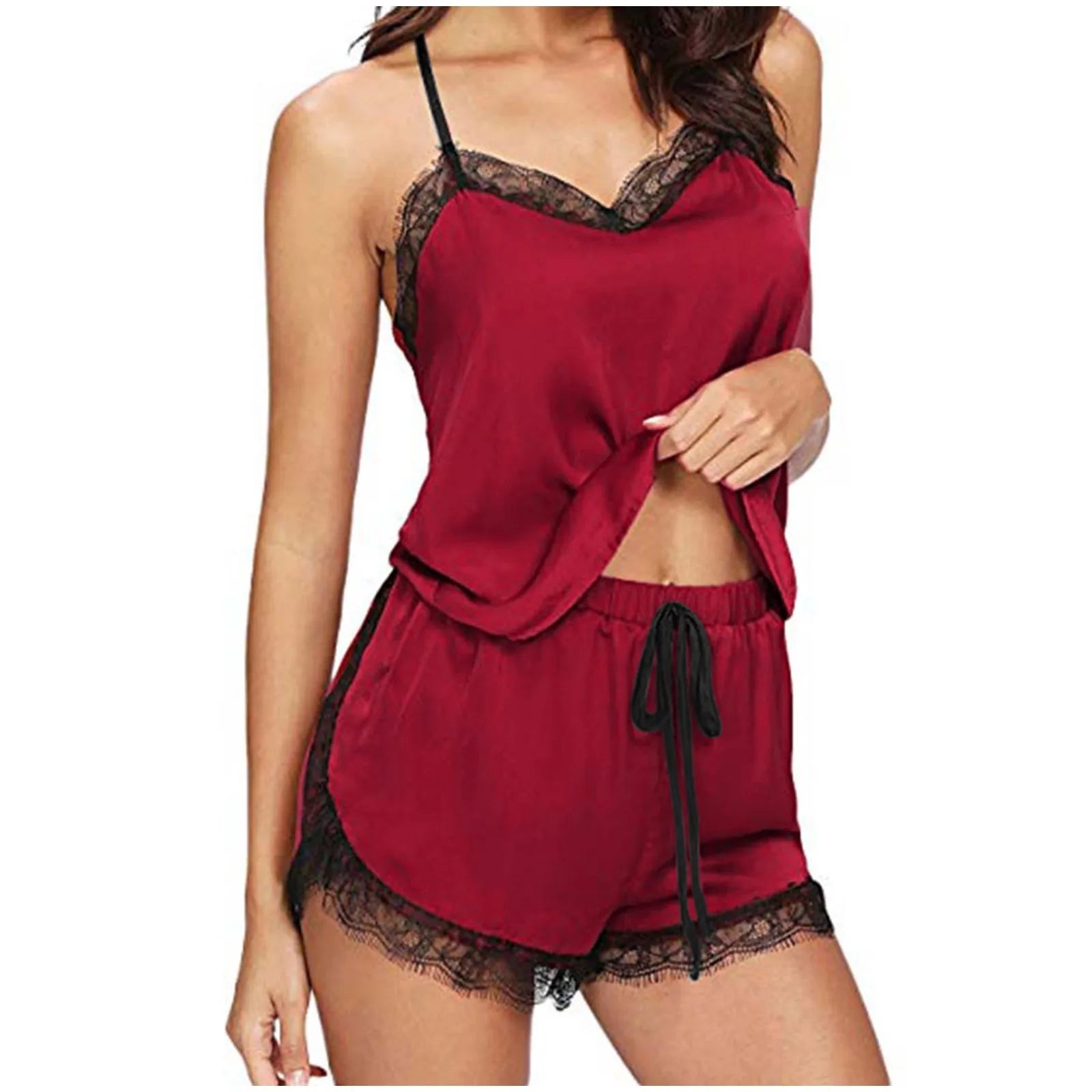 Luxury Satin Pajama Set, Elegant Women Sleepwear,Soft Lace Pajama Set