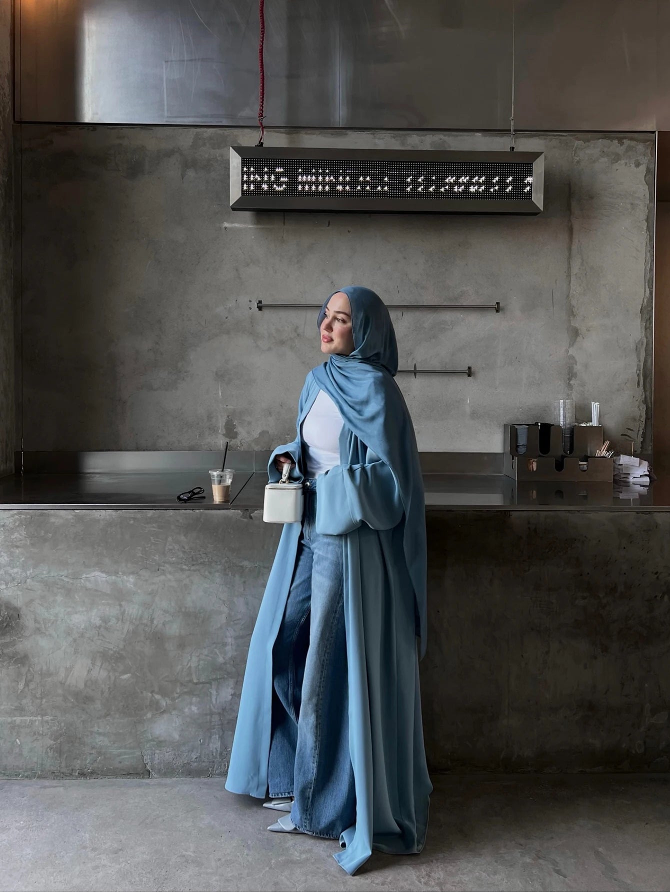 Elegant Women's Long Abaya in a beautiful hue, featuring a comfortable Woven Fabric with Regular Long Sleeves and a slight stret