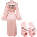 Customized Bathrobe for Women Personalized Name And Date Robe Add Any Text Gown for Bridal Party Feather Bride Robes
